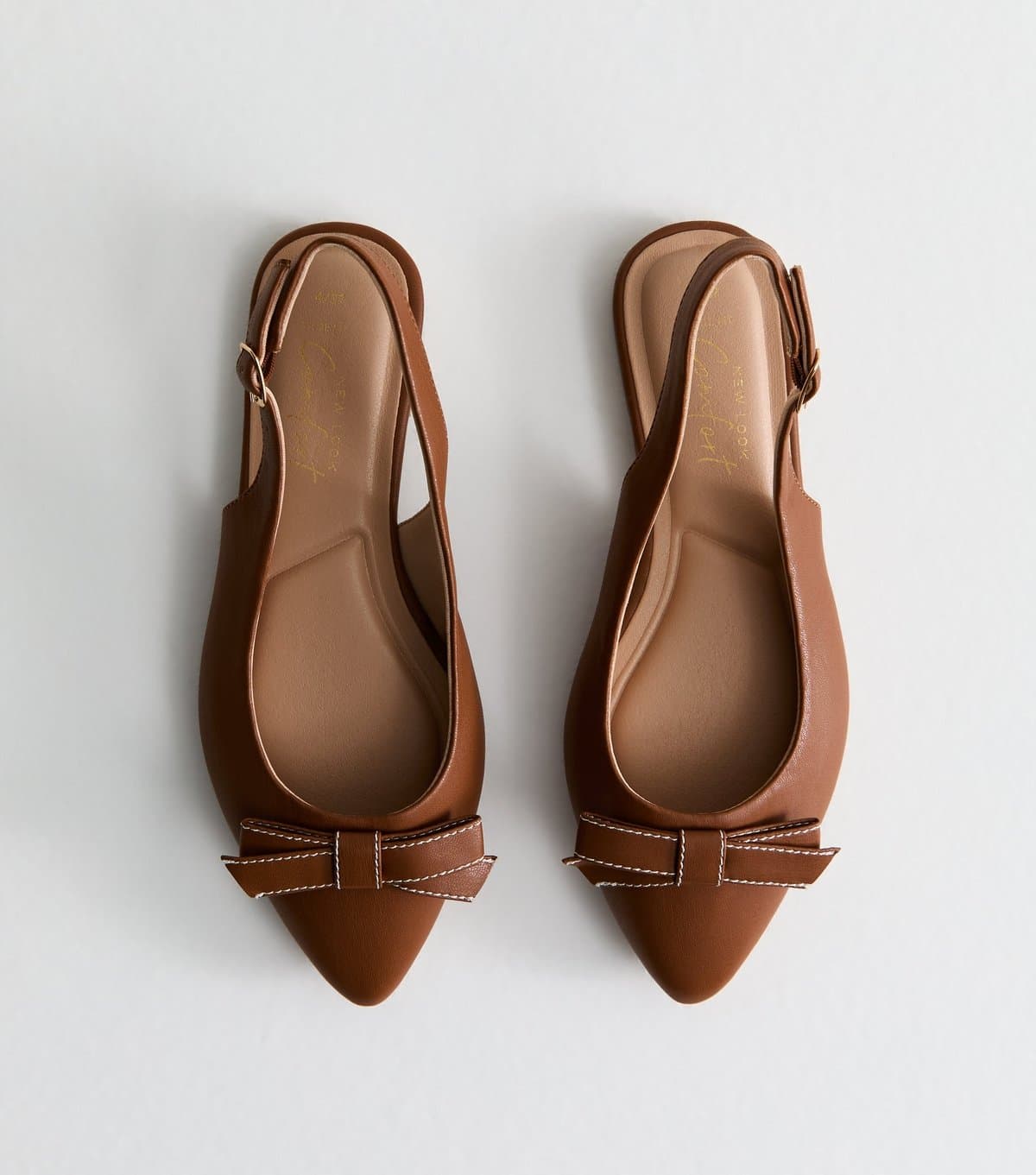 New Look New Look Tan Faux Leather Bow Flats