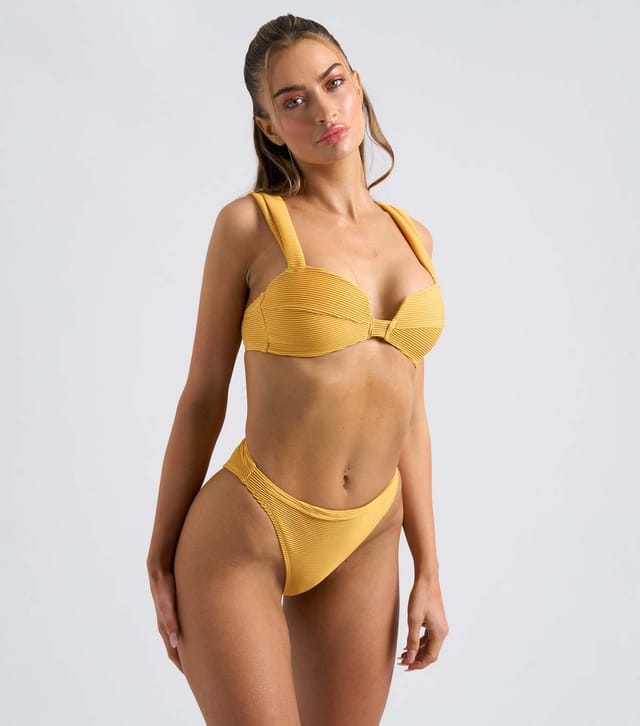 Urban Bliss Women's Bright Yellow Ribbed Underwire Bikini Top Urban Bliss New Look - 2