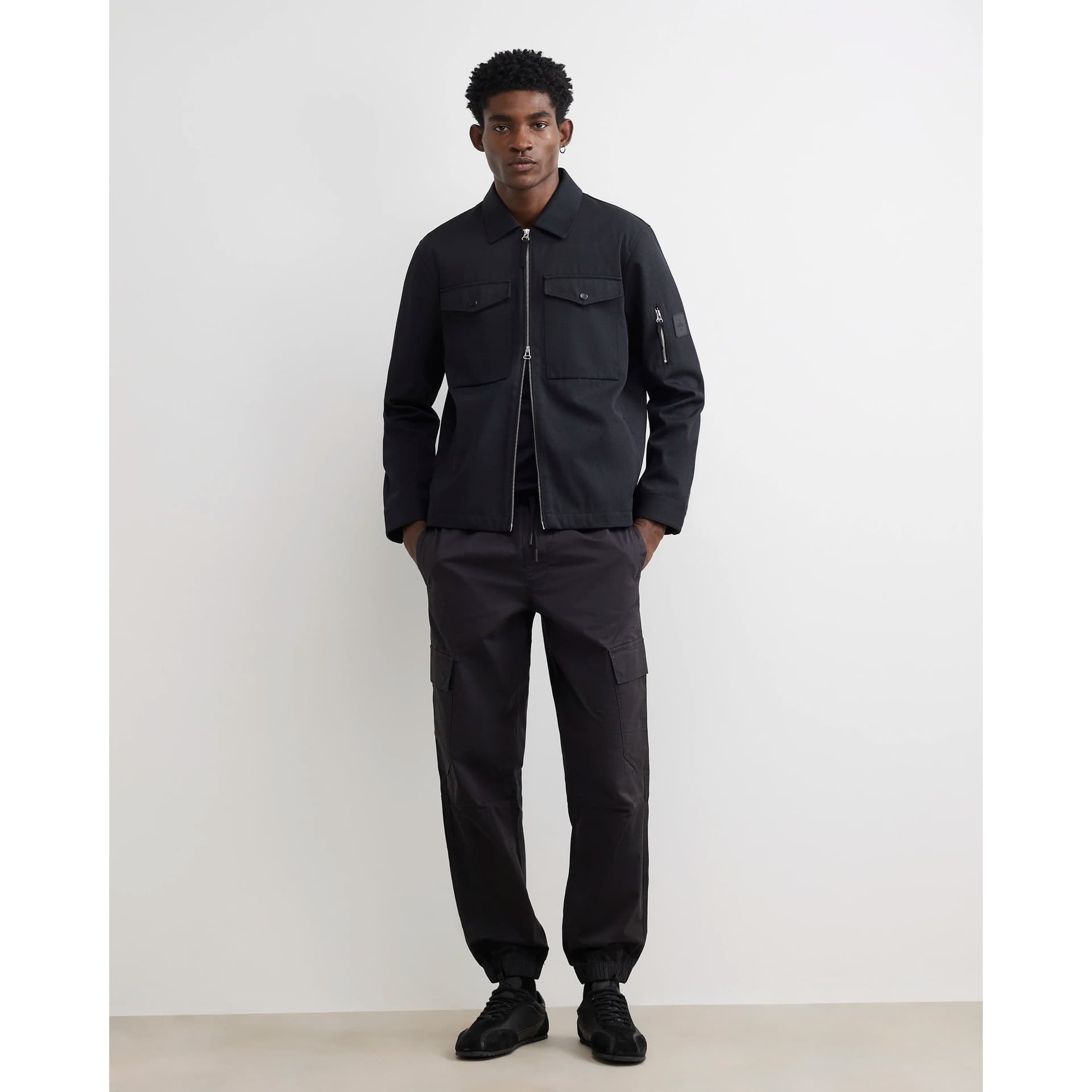 River Island Mens River Island Black Regular Fit Cargo Trousers