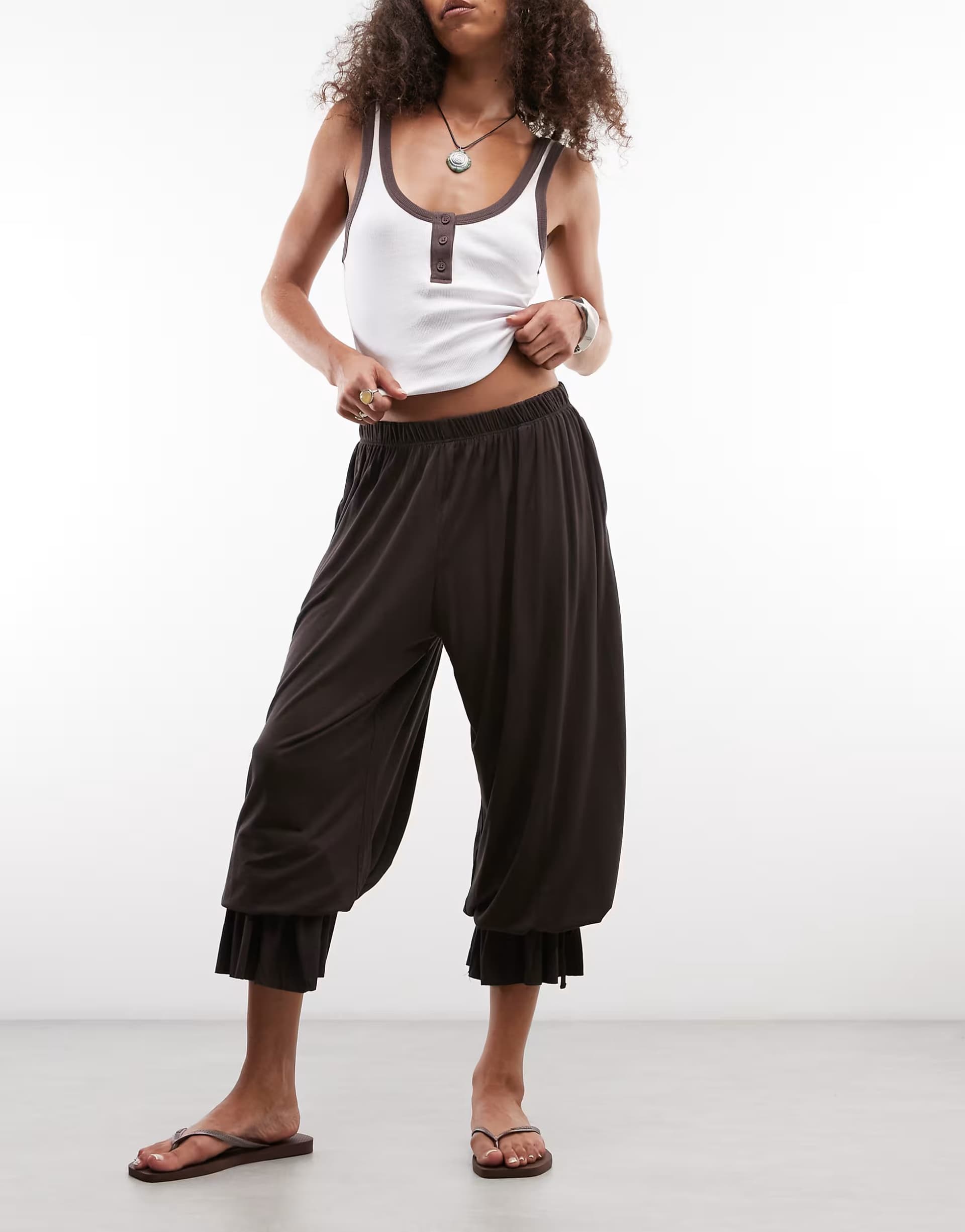 ASOS Monki balloon trousers in dark brown