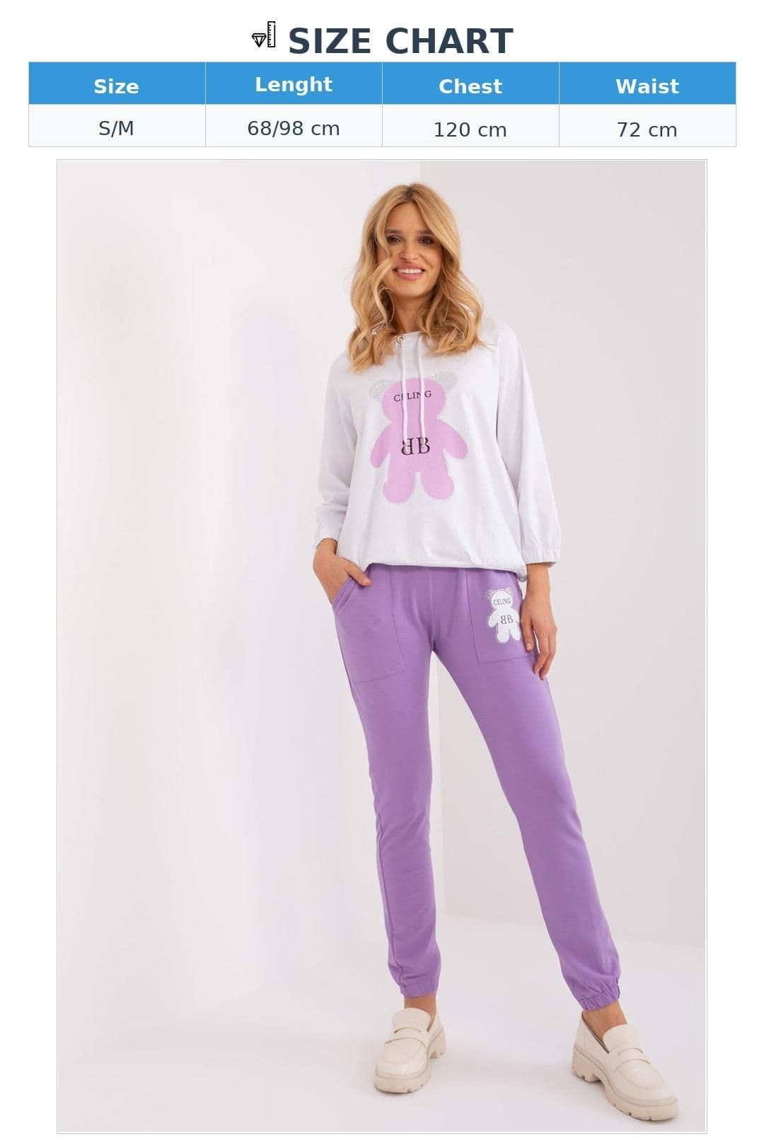 Love Lace Love Lace Women's Teddy Bear Sweatshirt & Pants Set Style 191258 in Violet - 4