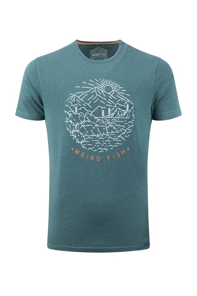 Weird Fish Weird Fish Men's Lakes & Peaks Front Print Graphic T-Shirt in Bottle Green - 2