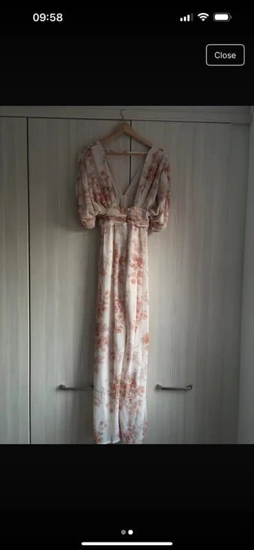 ASOS ASOS floral chiffon jumpsuit with matching head scarf.
