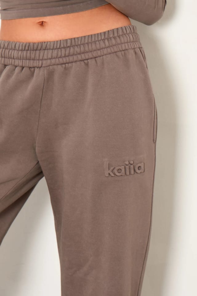 Kaiia Kaiia Studio Embossed Wide Leg Joggers Storm Grey - 2