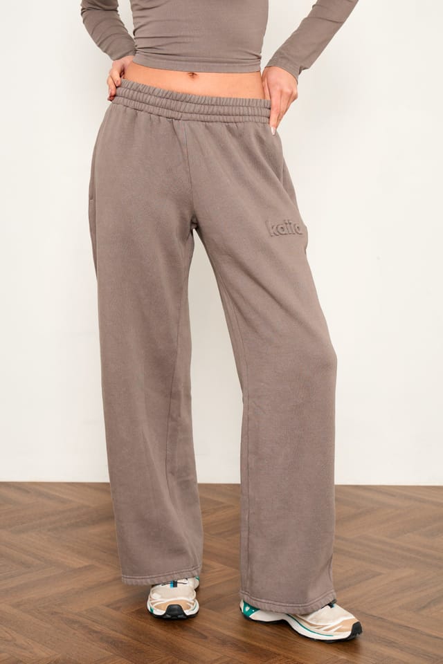 Kaiia Kaiia Studio Embossed Wide Leg Joggers Storm Grey - 3