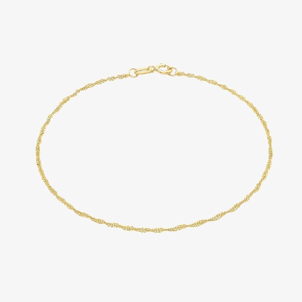 T.H.Baker T.H.Baker Women's 9ct Yellow Gold 18cm Twisted Curb Chain Bracelet 1.23.0461