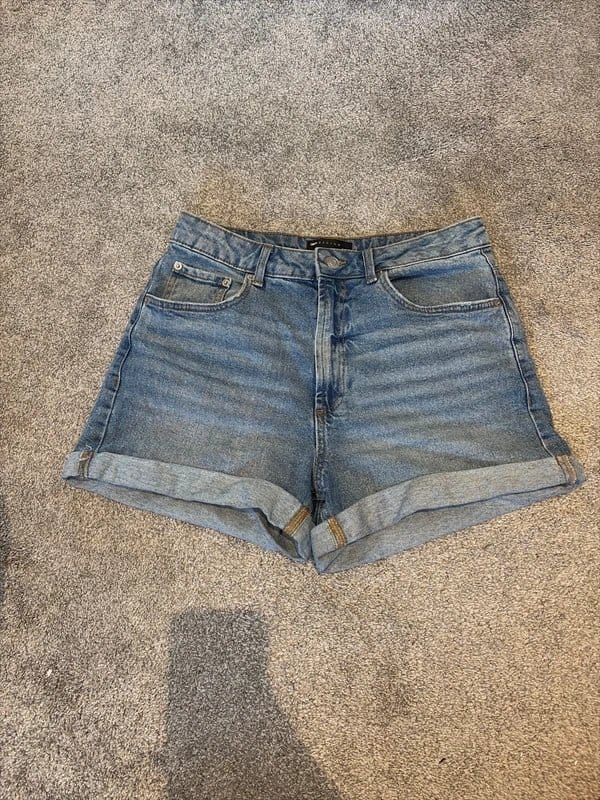 ASOS Design Blue Denim High-Waisted Shorts - Size 10