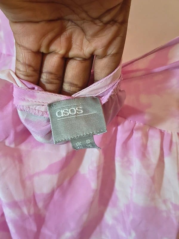 ASOS Pink Tie Dye Halter Mini Dress UK 10 Cotton Boho