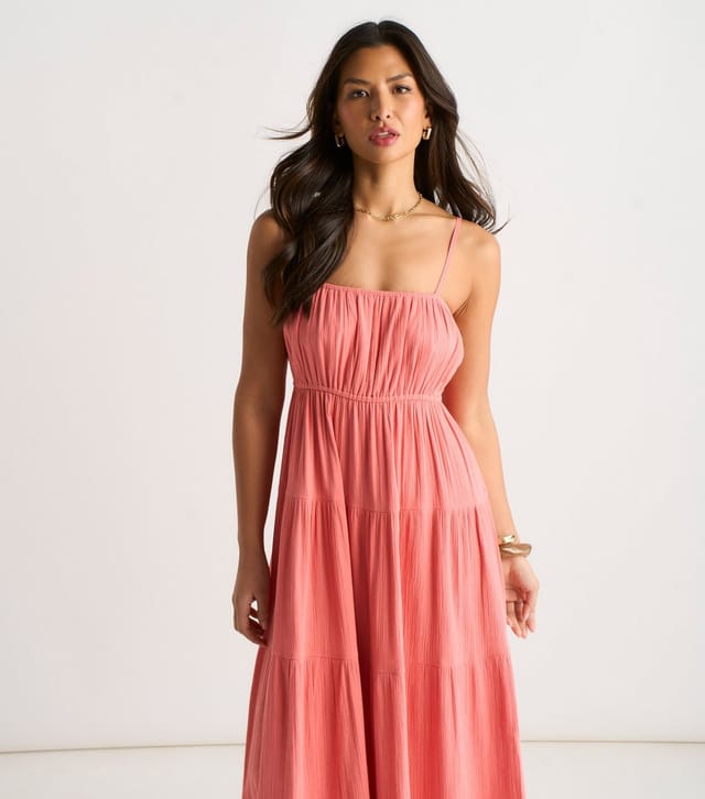 Gini London Women's Coral Tiered Maxi Dress Gini London New Look - 2