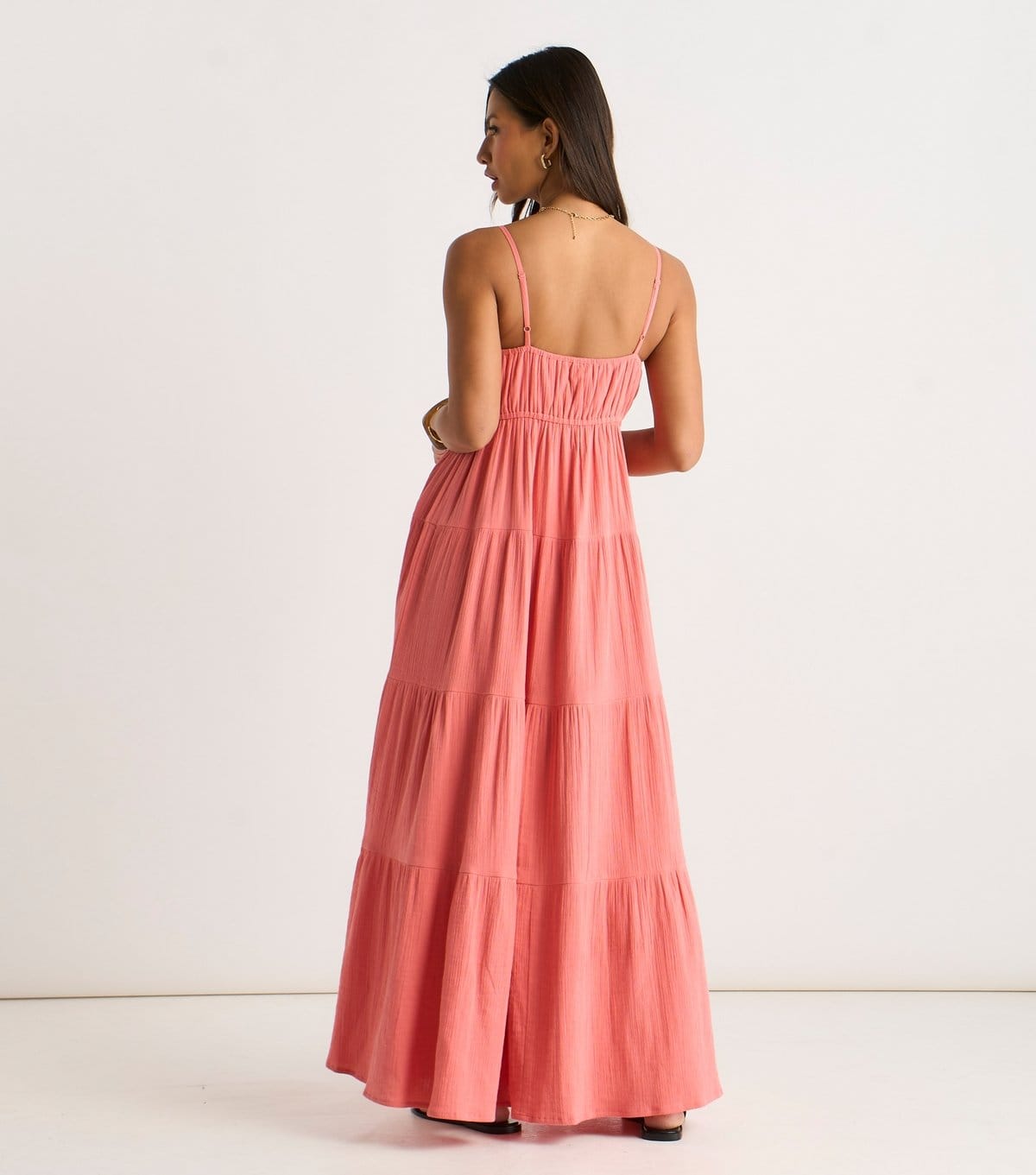 Gini London Women's Coral Tiered Maxi Dress Gini London New Look - 4