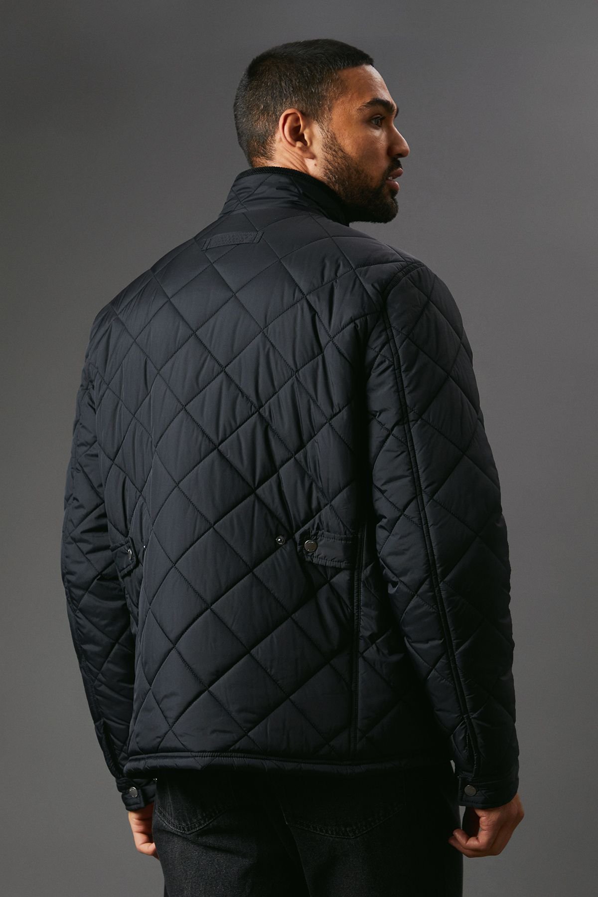 Maine Maine Men's Black Funnel Neck Four Pocket Quilted Jacket - 3