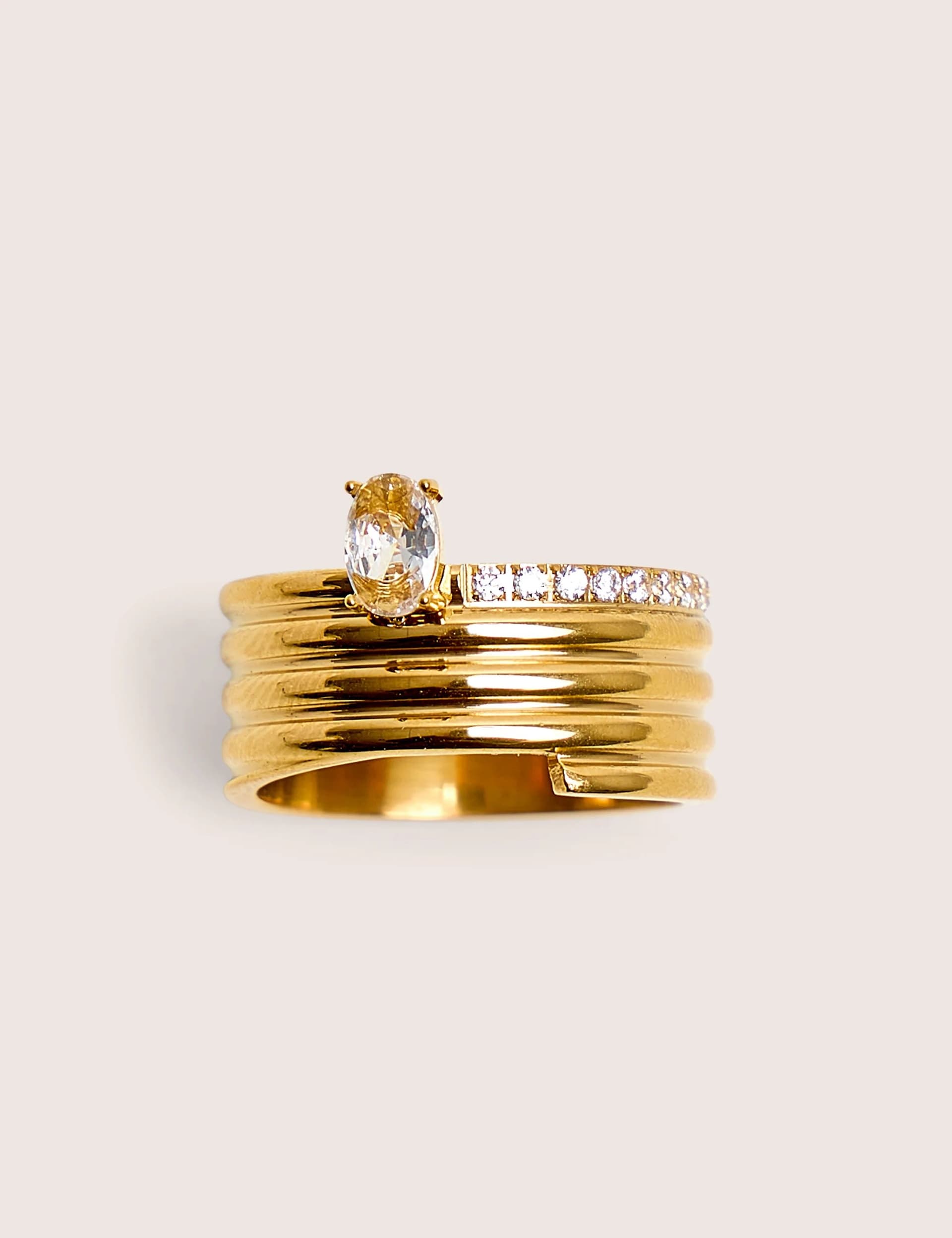 Public Desire Public Desire Gold Layered Ring With Diamante Detail