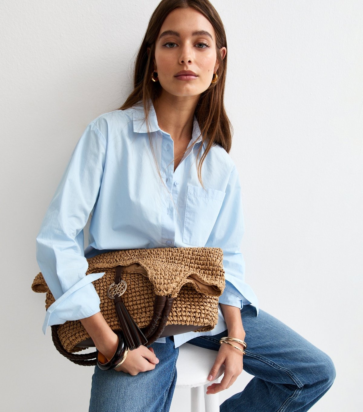 New Look Women's Light Blue Poplin Curved Hem Shirt New Look - 3