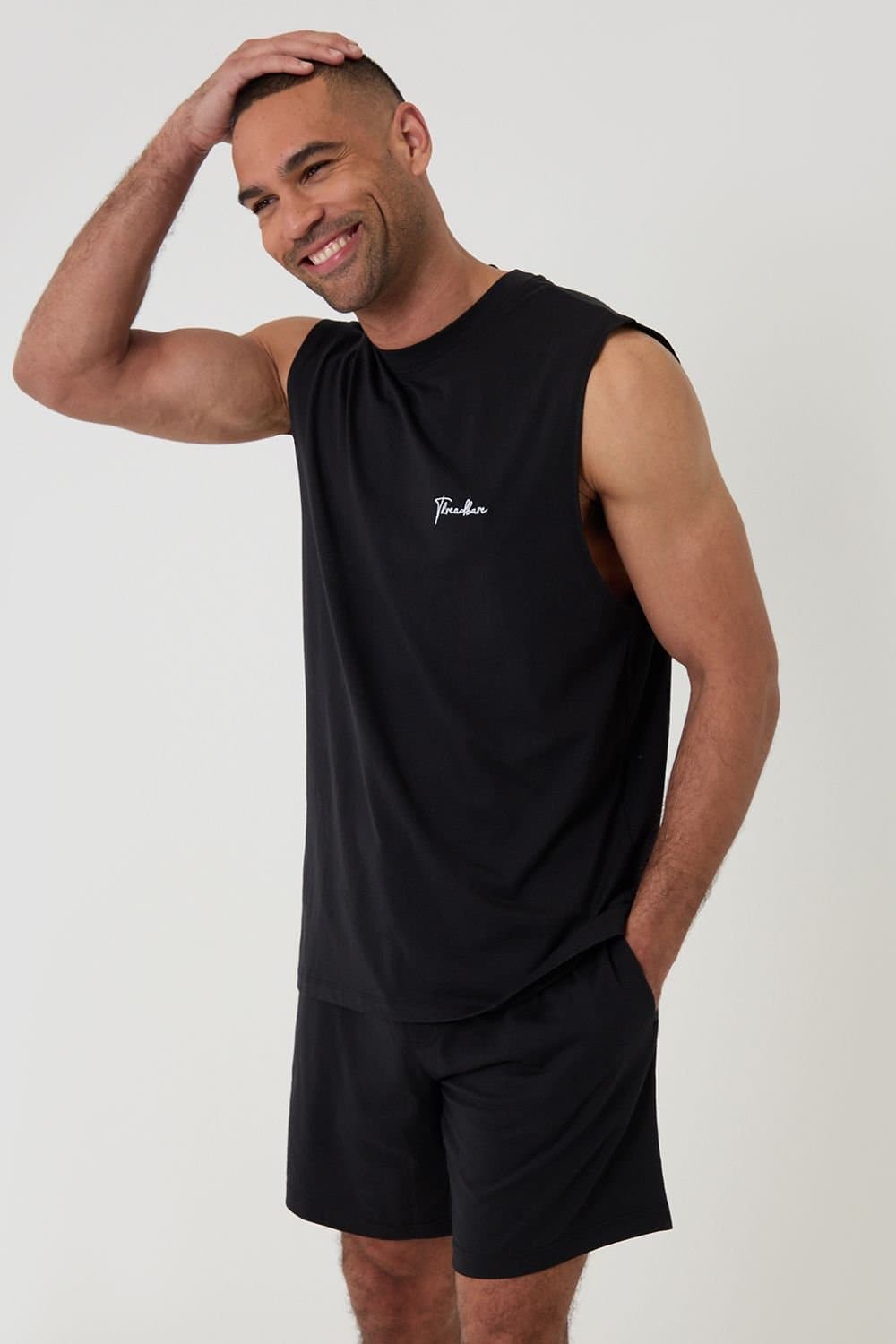 Threadbare Threadbare Men's Relaxed Fit Sleeveless Short Lounge Set in Black