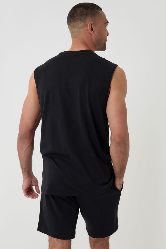 Threadbare Threadbare Men's Relaxed Fit Sleeveless Short Lounge Set in Black - 2