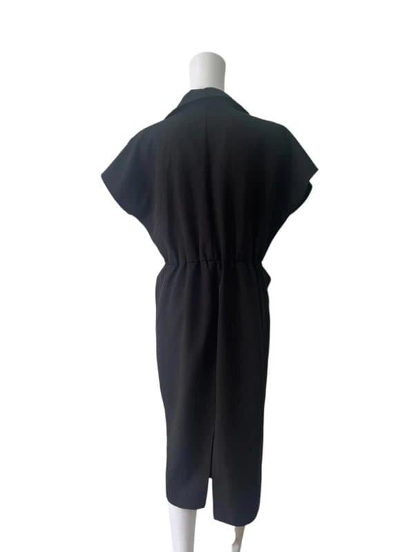 ASOS Asos Blouson 2 in 1 Dress Size 12 Women's EU40 Black V-Neck Short Sleeve Collared