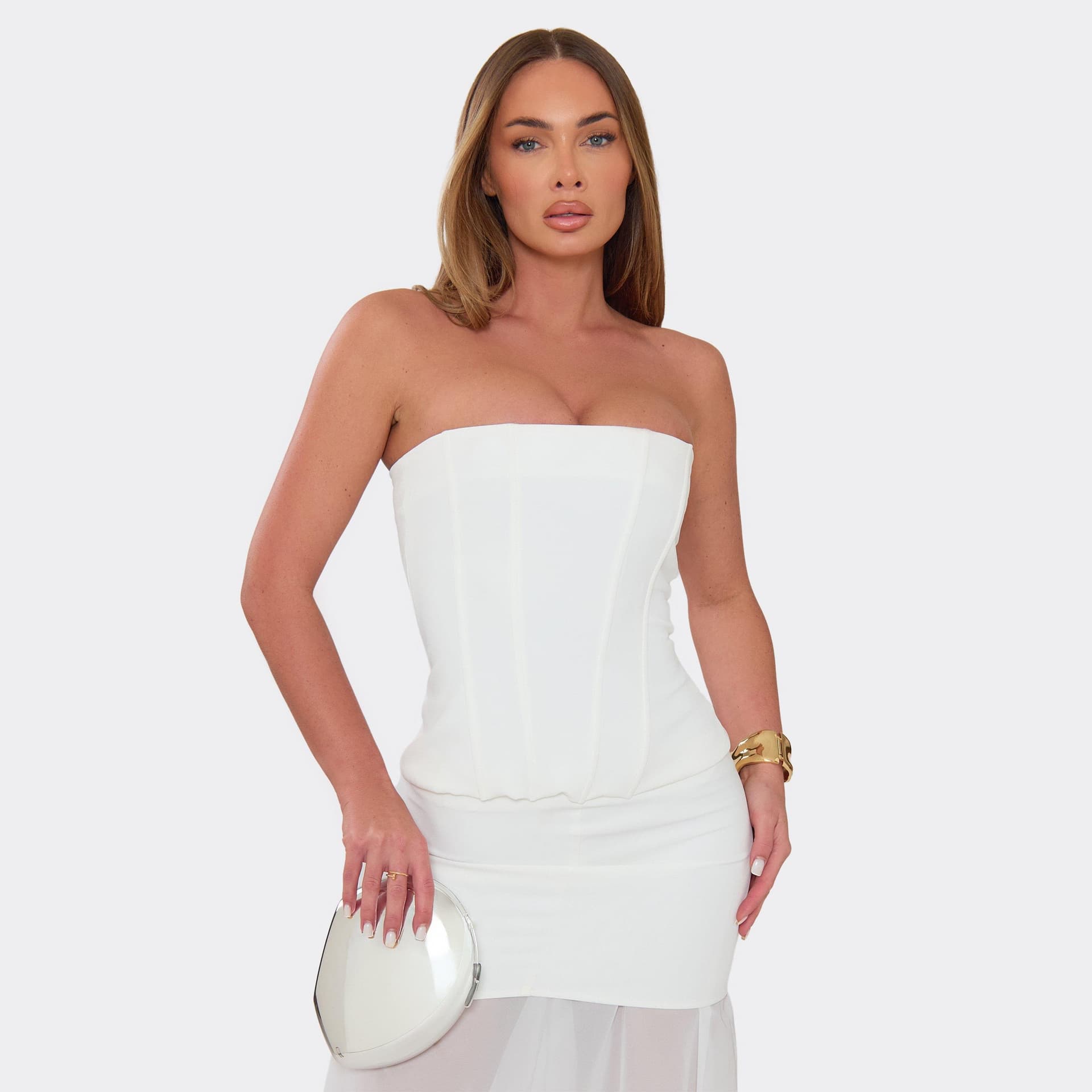 EGO EGO White Bandeau Structured Corset Top
