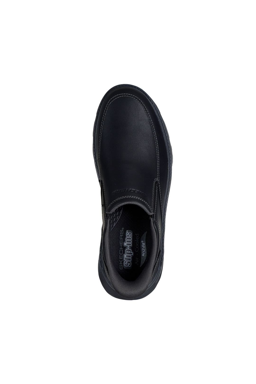 Skechers Skechers Men's Arch Fit Garza Leather Slip-Ins Shoes - Black - 4
