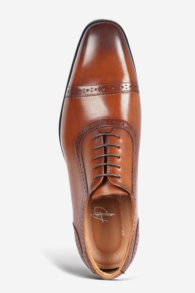 Alexander Pace Alexander Pace Men's 'Milford' Premium Leather Brogue Shoes in Brown - 3