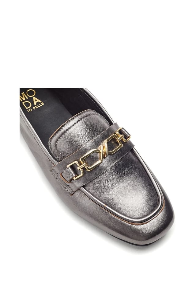 Moda In Pelle Moda In Pelle Women's 'Earley' Leather Ballet Pumps in Metallic Silver - 3