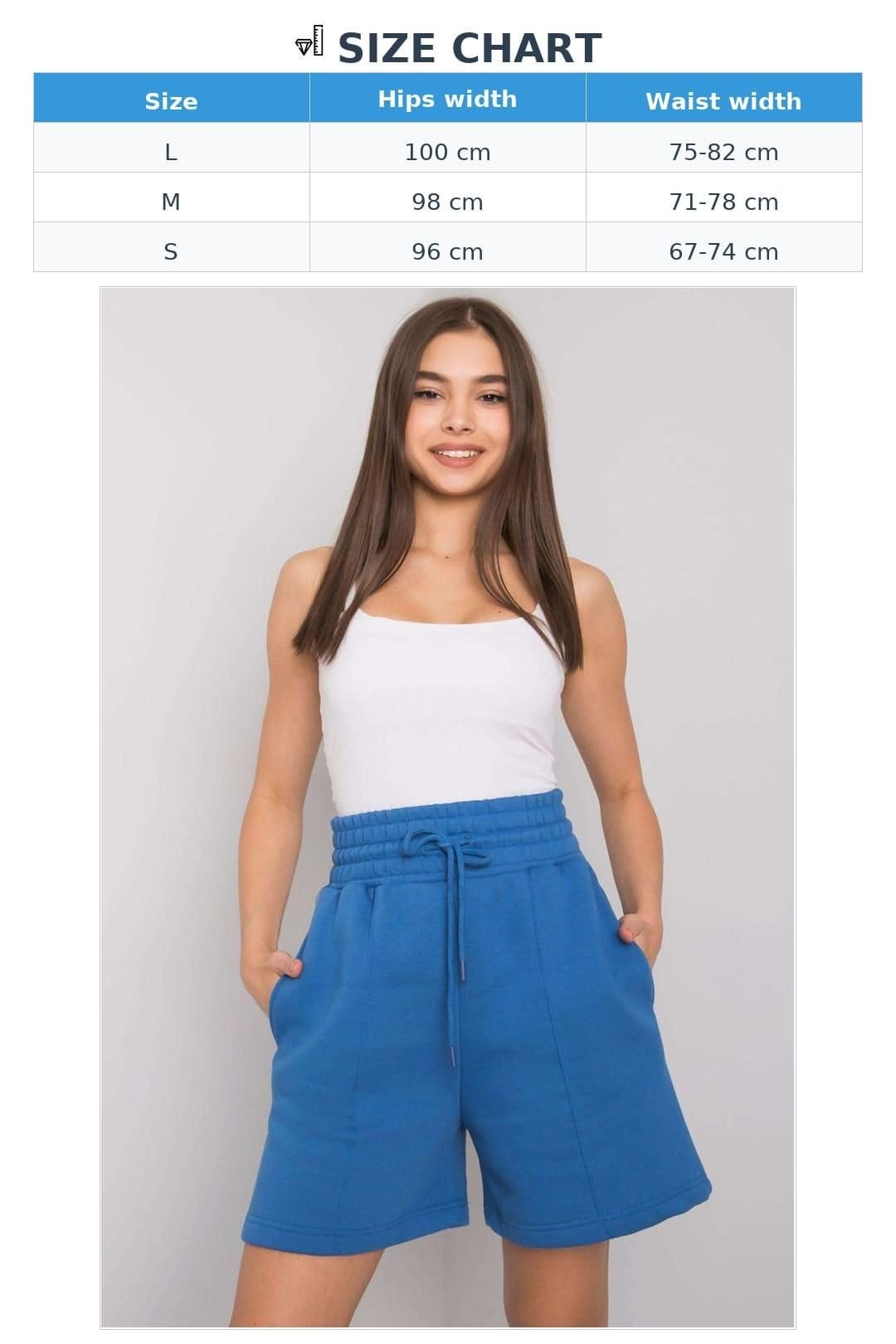 Love Lace Love Lace Women's Cotton Elastic Waist Shorts Side Pockets in Blue - 4