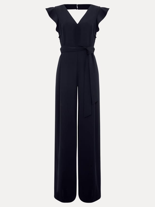 Phase Eight Phase Eight Women's Kallie V-Neck Frill Jumpsuit in Dark Navy - 2