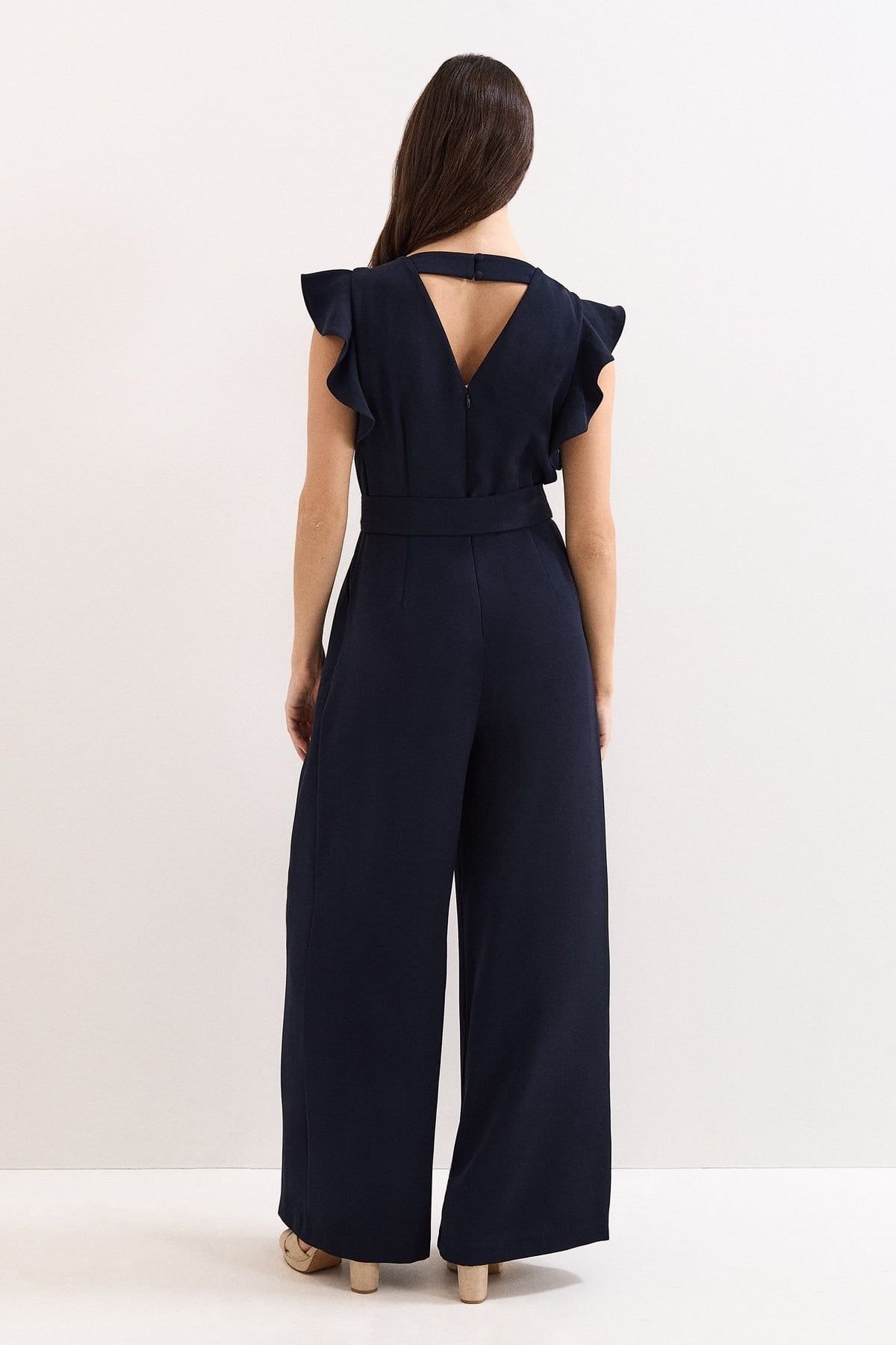 Phase Eight Phase Eight Women's Kallie V-Neck Frill Jumpsuit in Dark Navy - 4