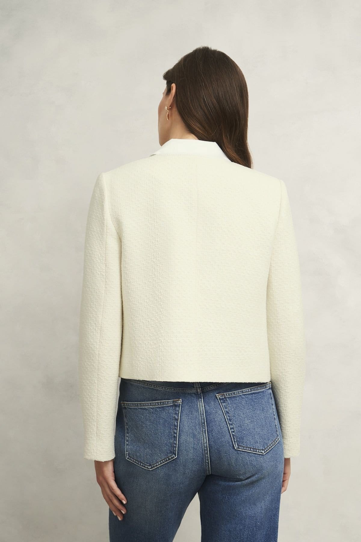 Hobbs London Hobbs London Women's Hattie Cropped Cotton Blend Tweed Jacket in Off-White - 4