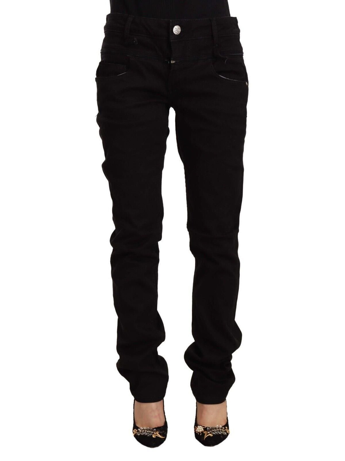 Acht Acht Women's Black Low Waist Cotton Stretch Denim Skinny Jeans - 1