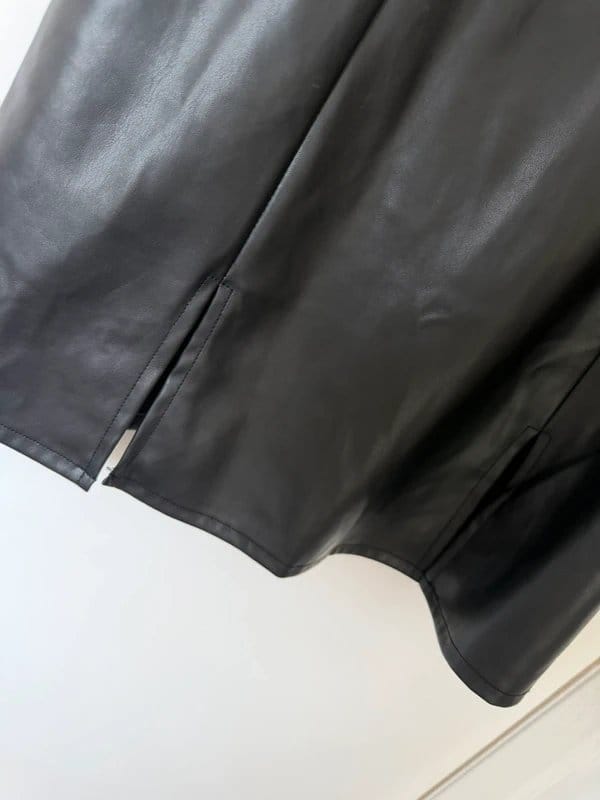 ASOS Design Split front pu leather look mini dress in black - 1