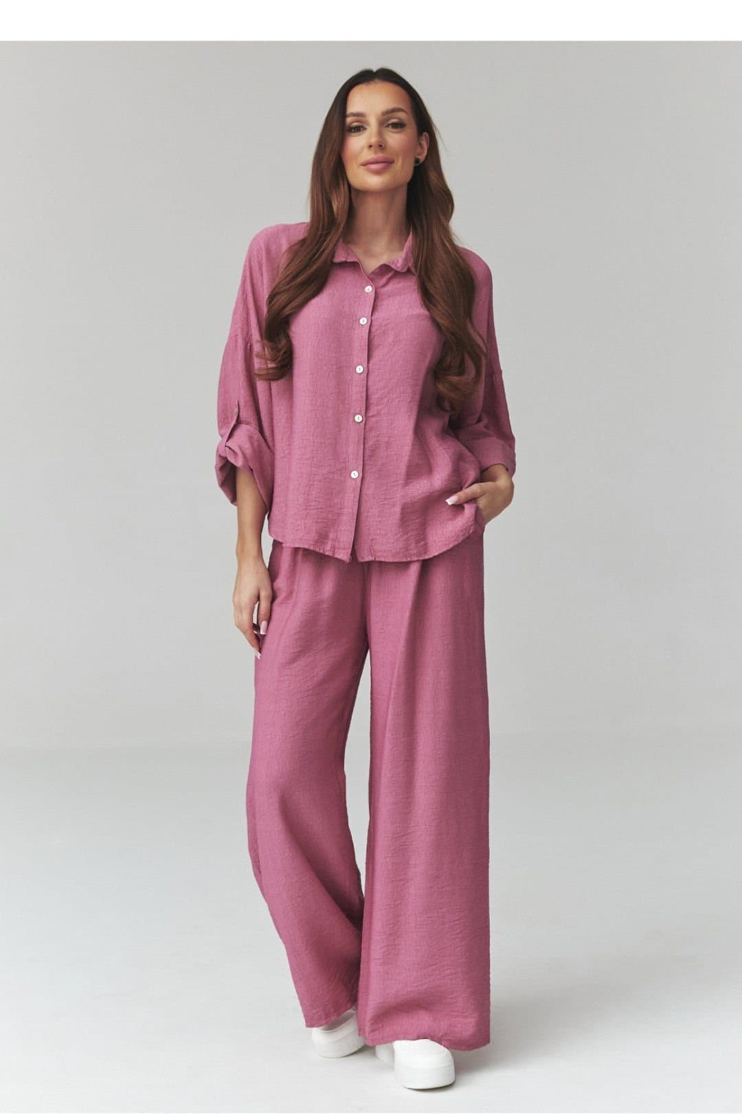 Love Lace Love Lace Women's Spring Summer Italian Shirt Trouser Set in Pink