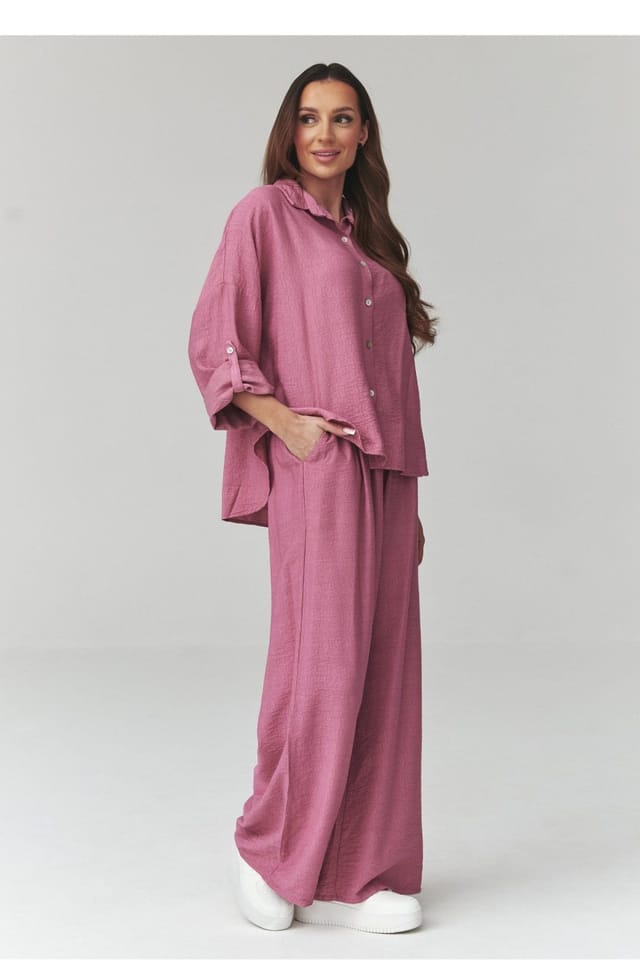 Love Lace Love Lace Women's Spring Summer Italian Shirt Trouser Set in Pink - 2