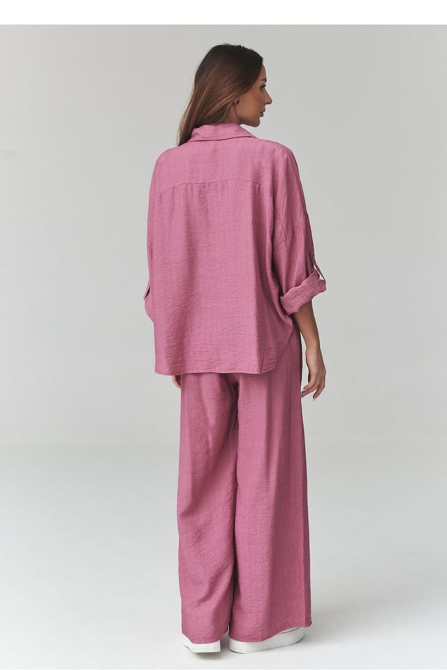 Love Lace Love Lace Women's Spring Summer Italian Shirt Trouser Set in Pink - 3