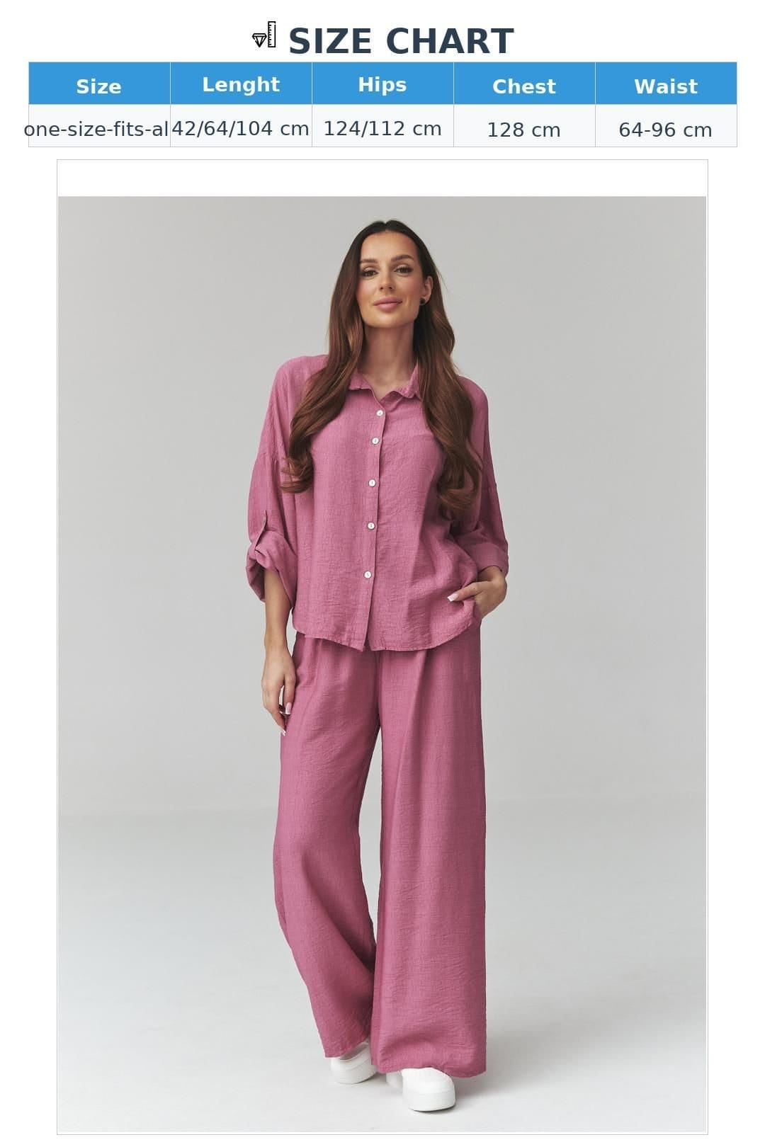 Love Lace Love Lace Women's Spring Summer Italian Shirt Trouser Set in Pink - 4
