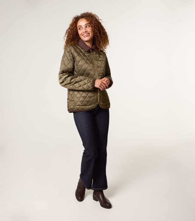 Blue Vanilla Women's Khaki Quilted Corduroy Collar Coat Blue Vanilla New Look - 2