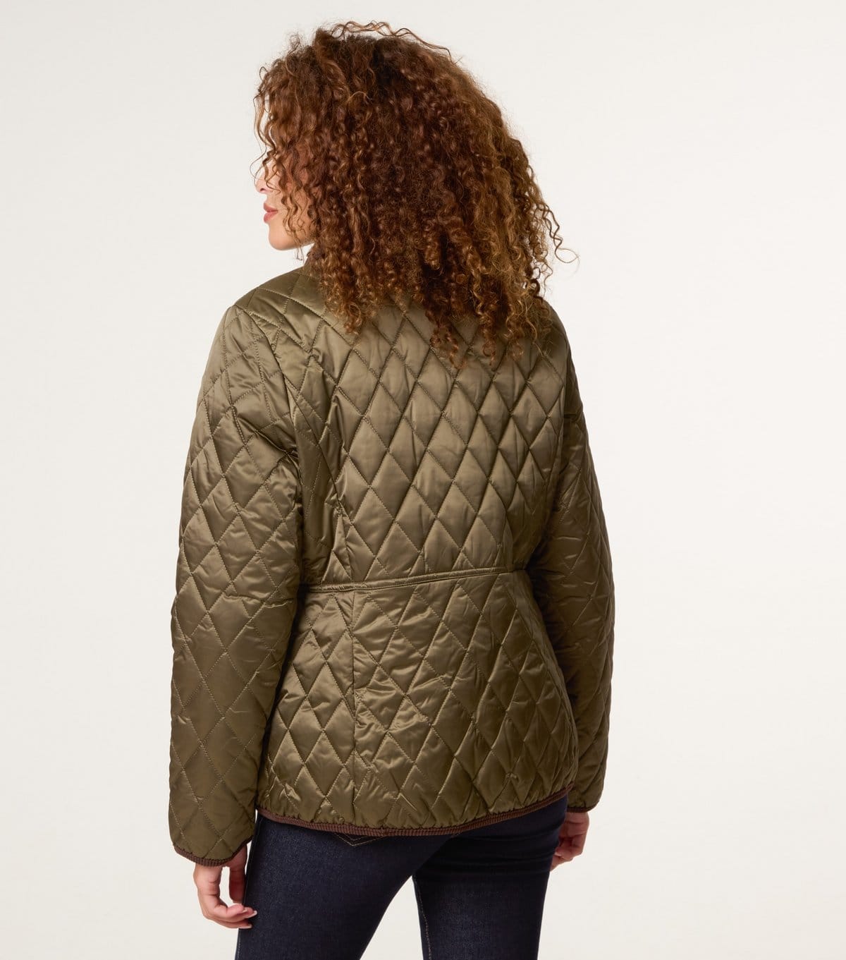 Blue Vanilla Women's Khaki Quilted Corduroy Collar Coat Blue Vanilla New Look - 4