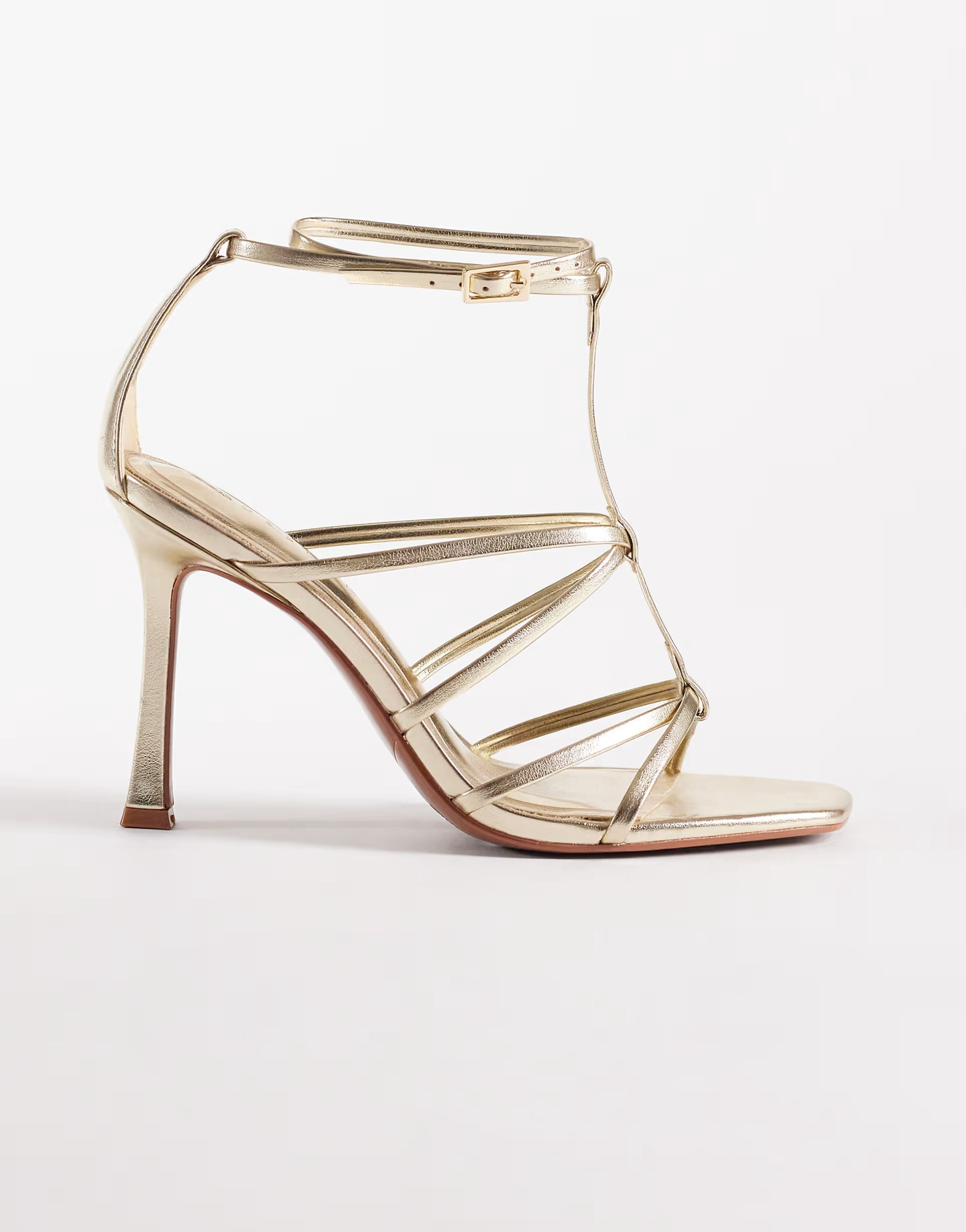 ASOS ASOS DESIGN Natalia caged T bar high heel sandals in gold - 1