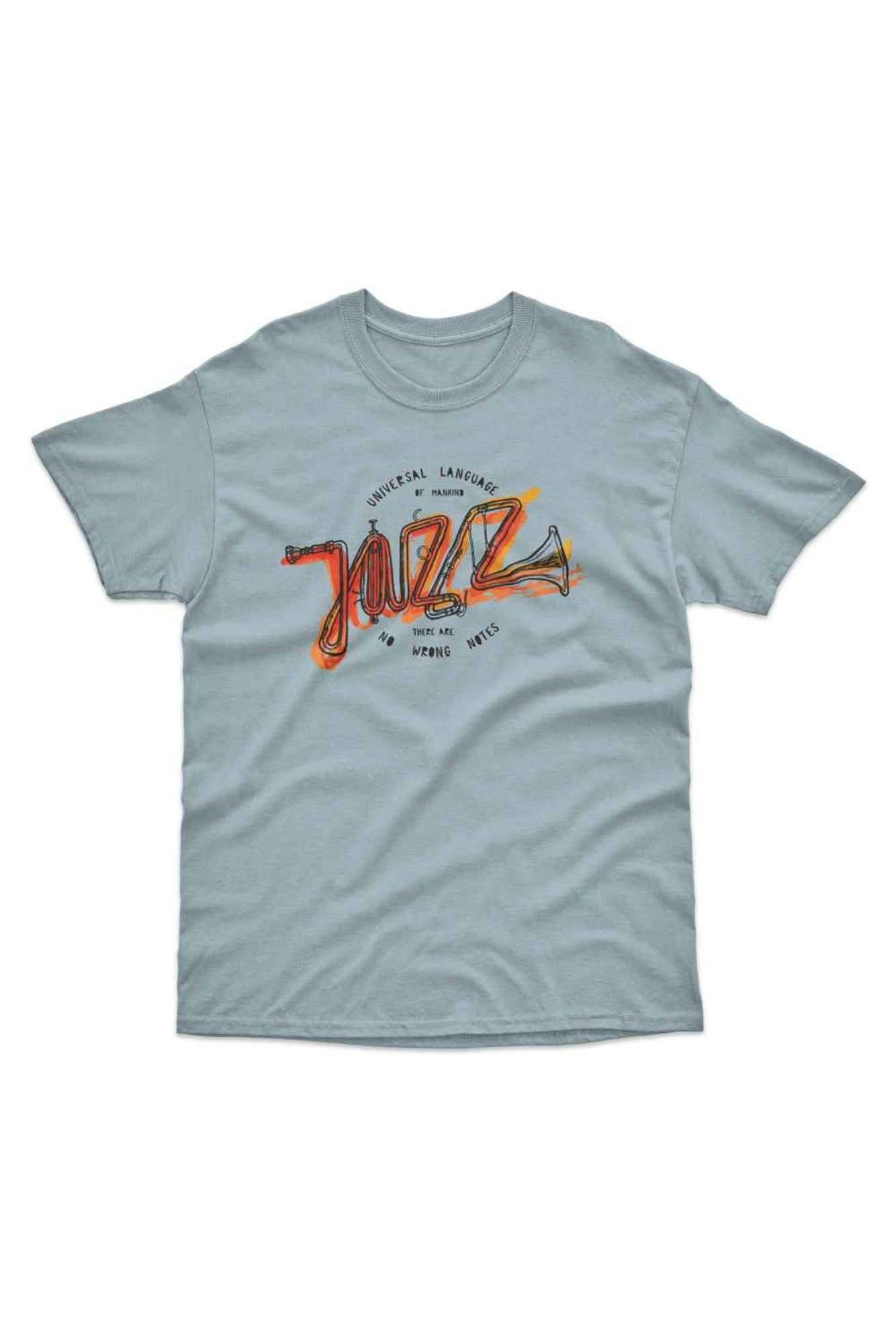Bad Zebedee Bad Zebedee Men's Jazz Universal Language Of Mankind T-Shirt in Light Blue