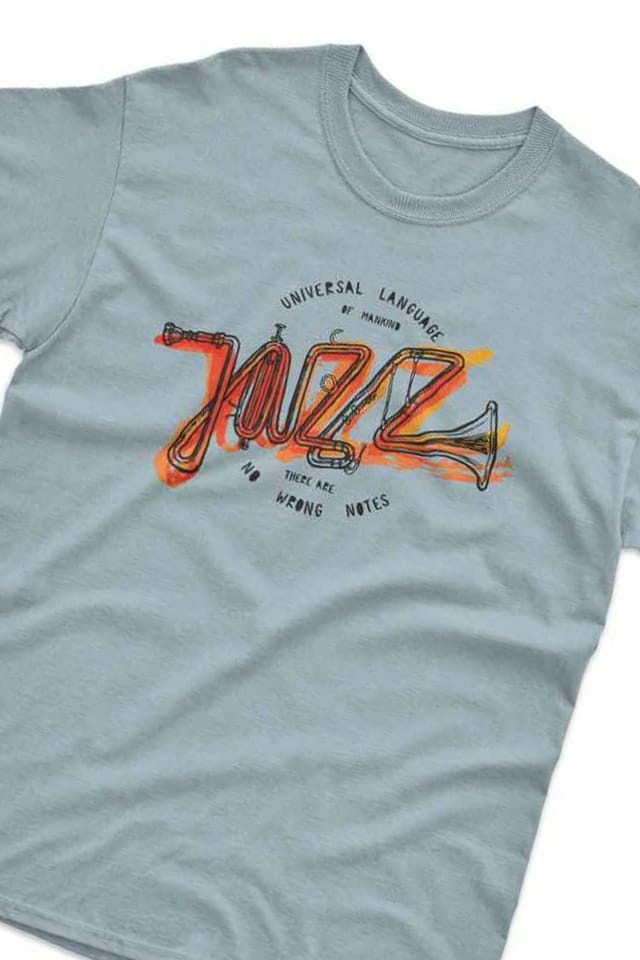 Bad Zebedee Bad Zebedee Men's Jazz Universal Language Of Mankind T-Shirt in Light Blue - 2