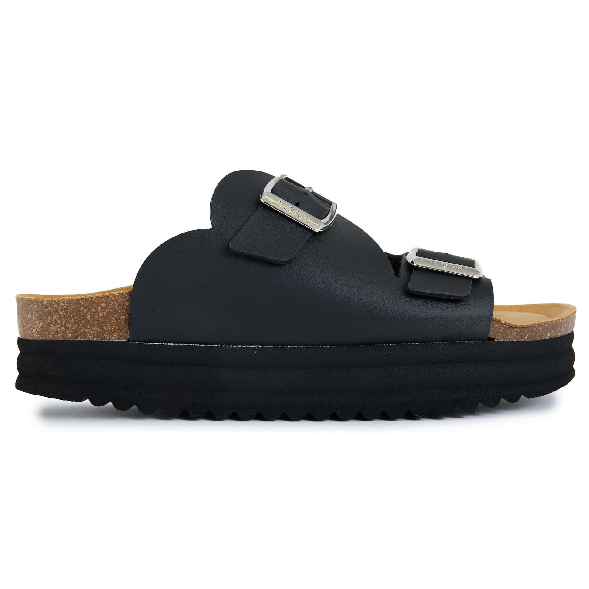 V.GAN V.GAN Women's Heart Comfort Footbed Sandals in Black