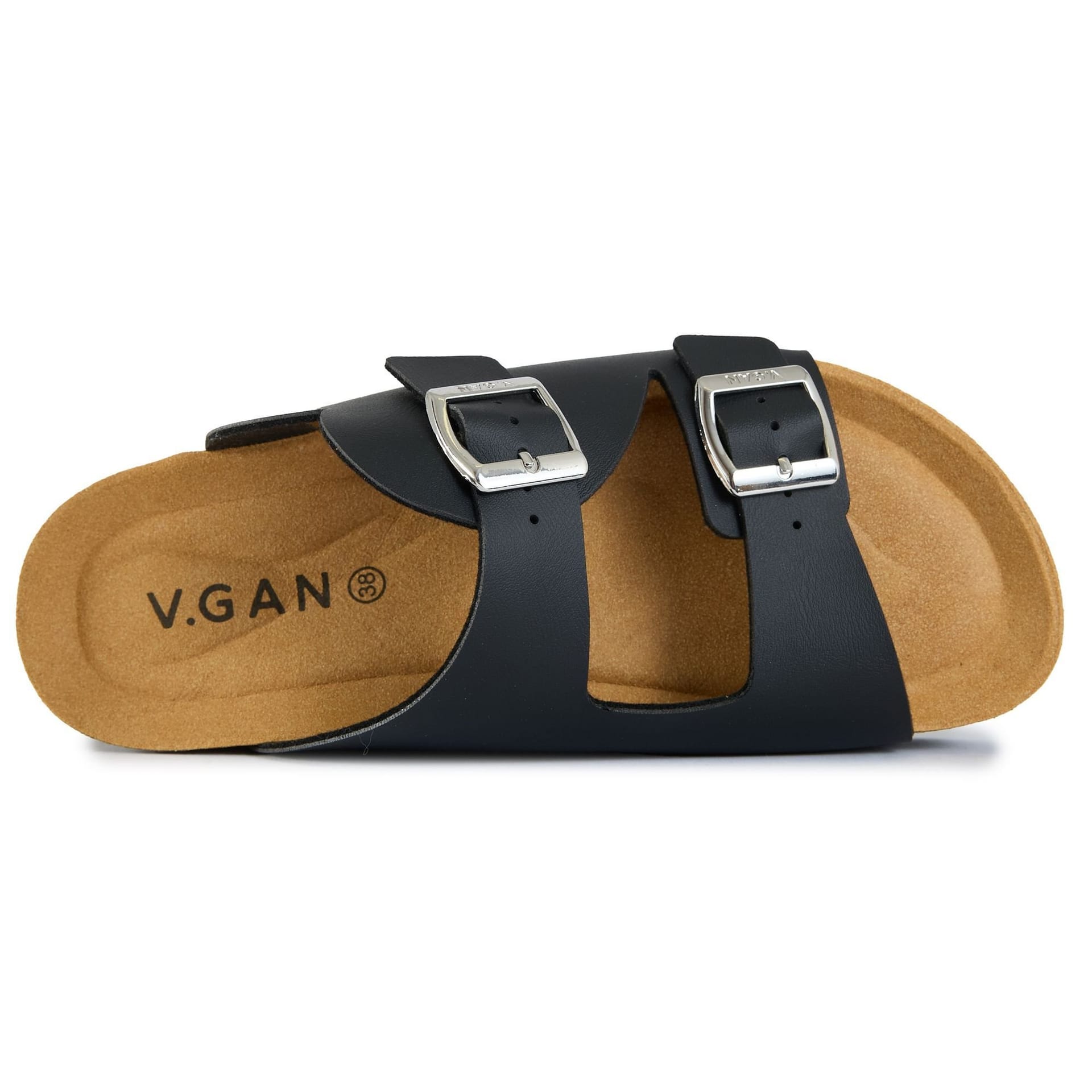 V.GAN V.GAN Women's Heart Comfort Footbed Sandals in Black - 4