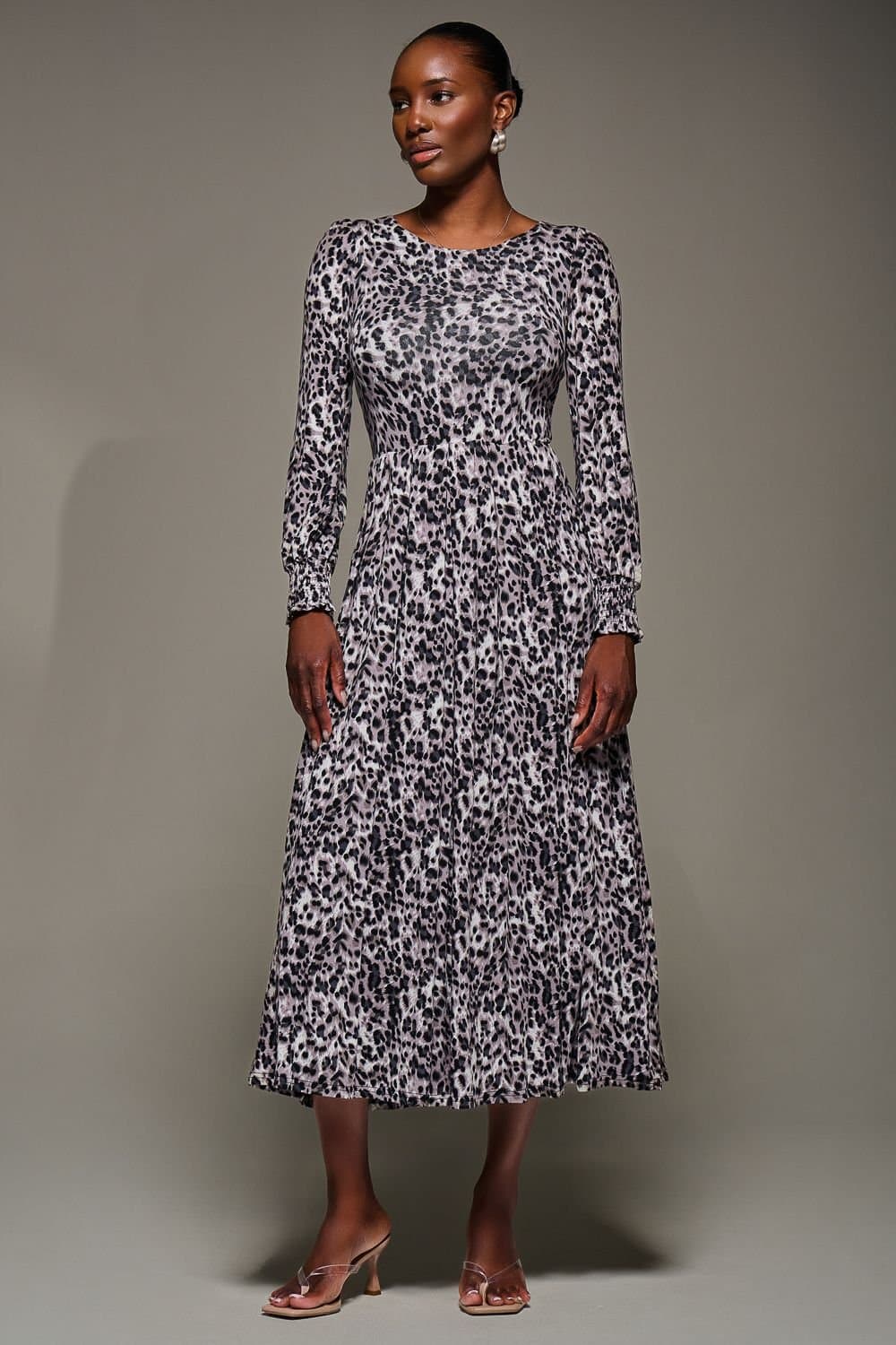 Jolie Moi Jolie Moi Women's Jersey Belted Long Sleeve Maxi Dress in Pink