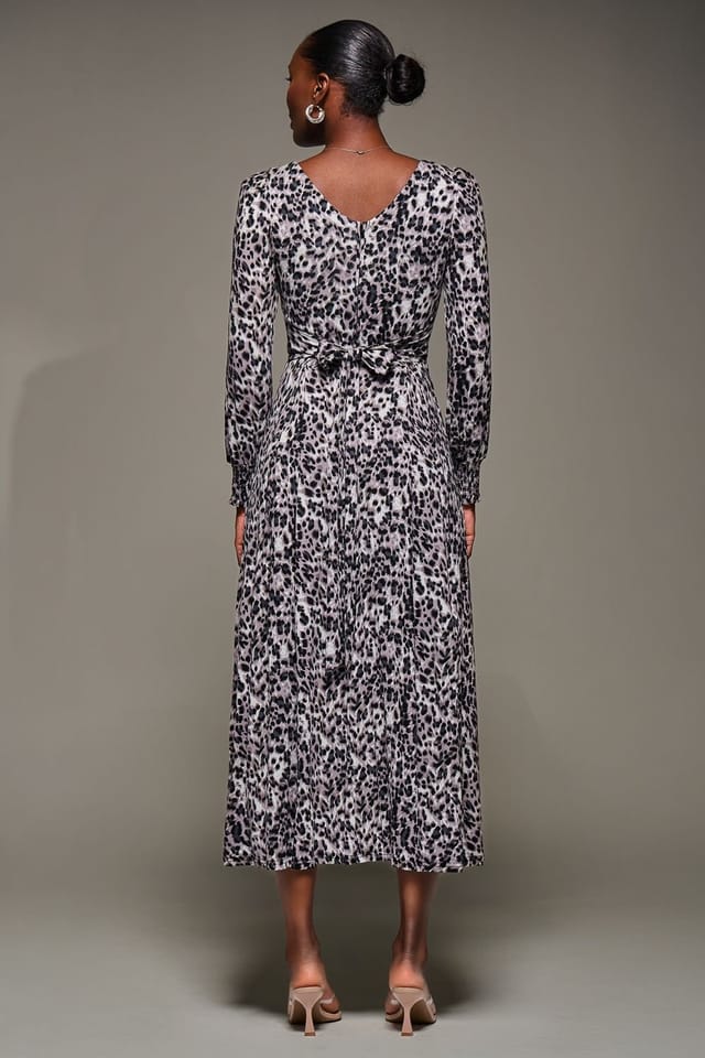 Jolie Moi Jolie Moi Women's Jersey Belted Long Sleeve Maxi Dress in Pink - 2