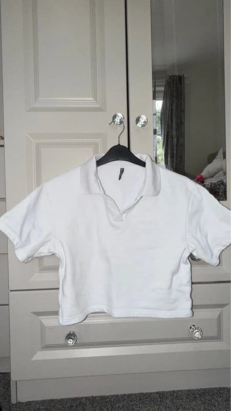 Adanola White Collared V-Neck T-Shirt in 100% Cotton