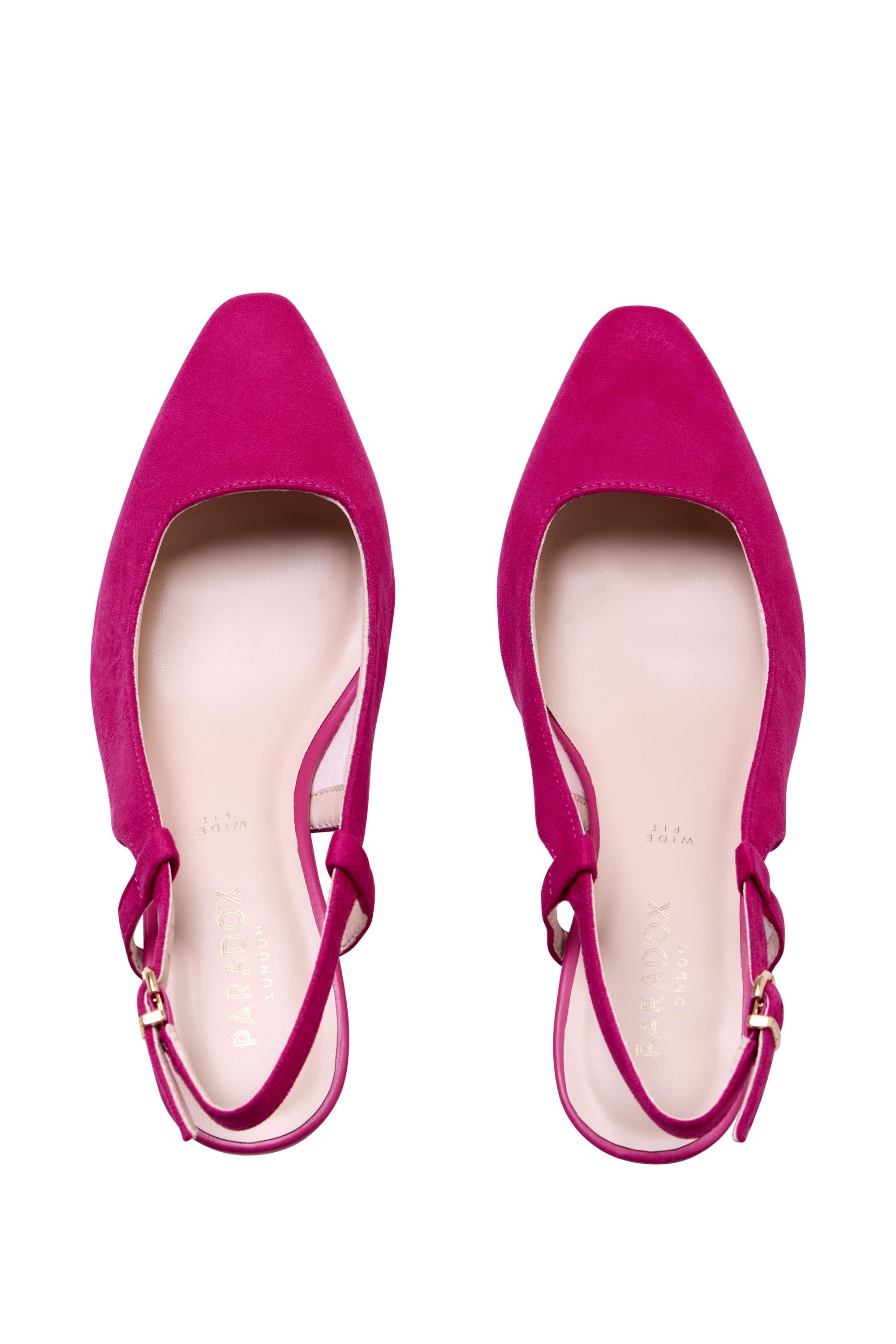 Paradox London Paradox London Women's 'Fervora' Wide Fit Mid Heel Chisel Toe Sling Backs in Fuchsia - 3