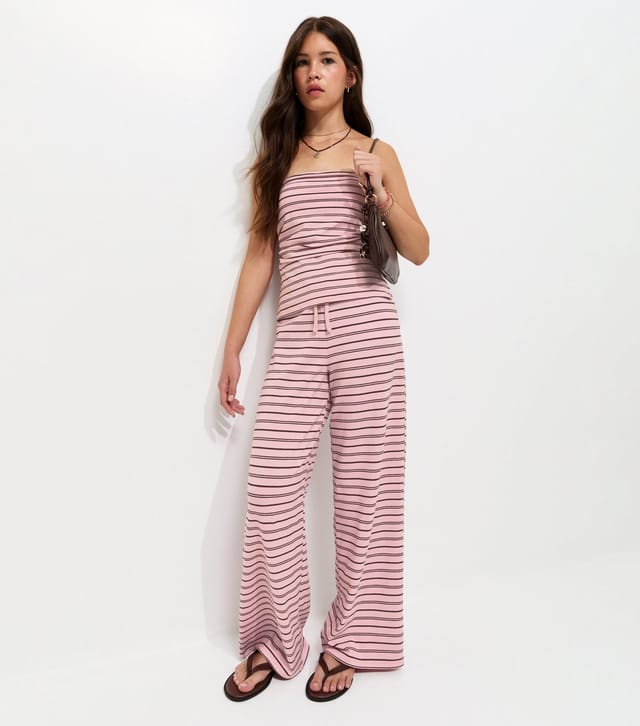 New Look Girls' Pink Striped Wide Leg Trousers New Look - 2