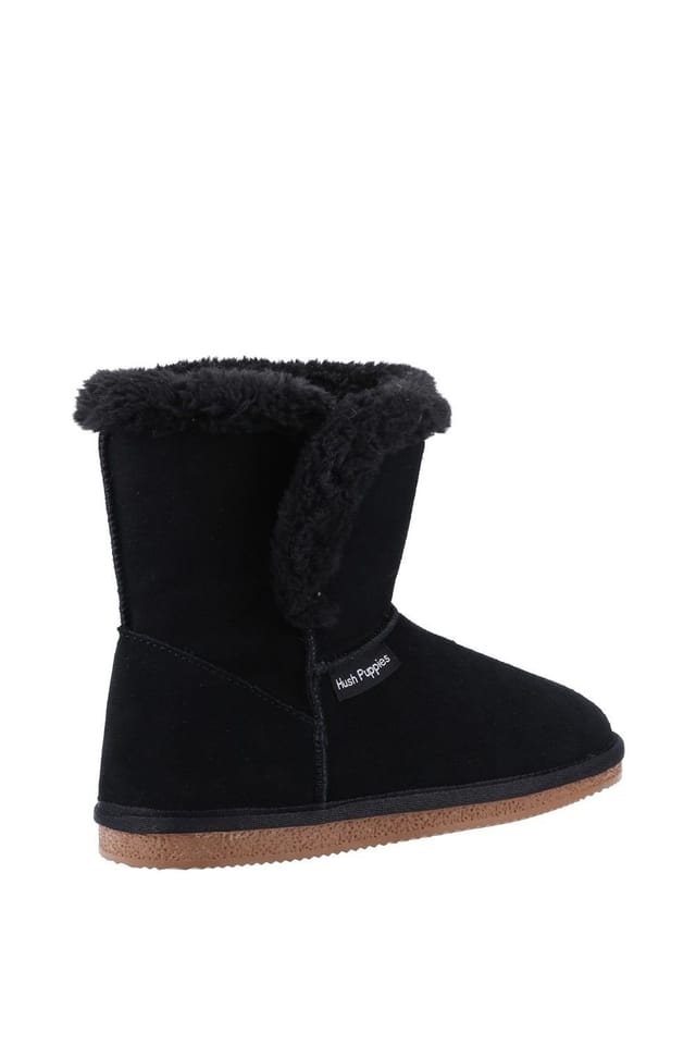 Hush Puppies Hush Puppies Women's 'Ashleigh' Suede & Faux Fur Bootie Slippers in Black - 2