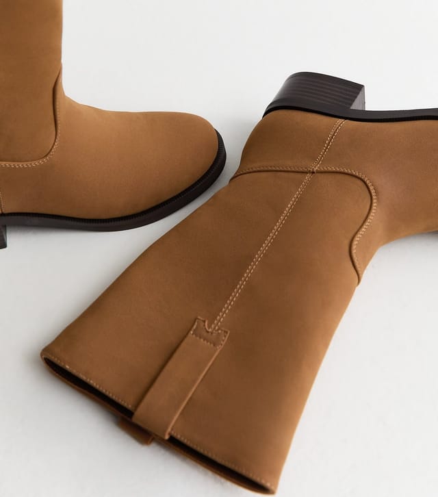 New Look Women's Tan Faux Suede Pull On Boots Vegan New Look - 3