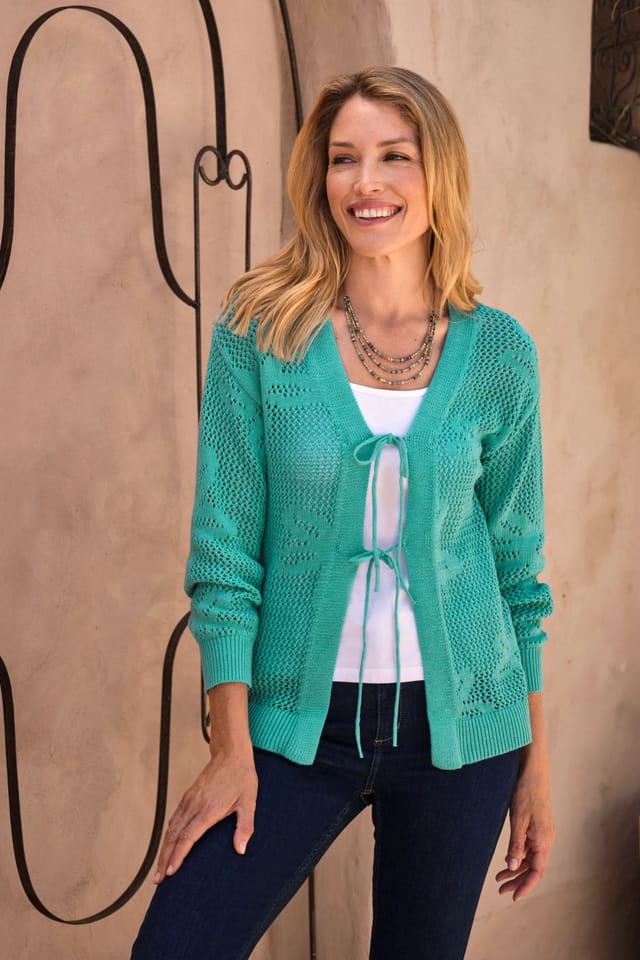 WoolOvers WoolOvers Women's Tie Front Cardigan - 3