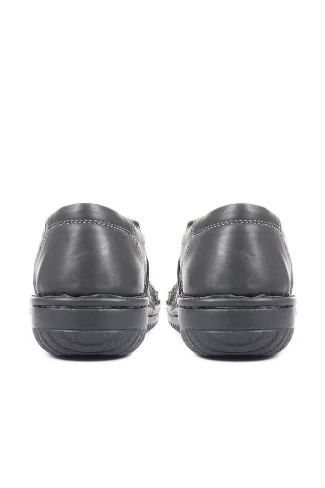 Pavers Pavers Women's Leather Slip On Shoe with Elastic Loop in Black - 3